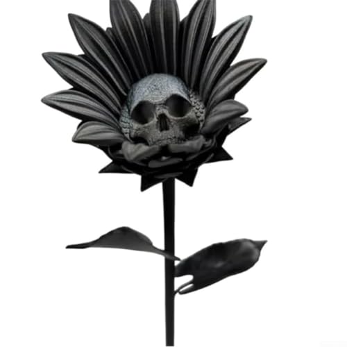 Fantasy Skull Sonnenblume 3D gedruckt verbotene Sonnenblume Gothic Dekor für mystische und unheimliche Heim- oder Büro-Ambiente (schwarz) von Jayruit