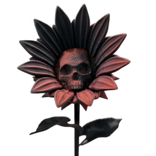 Fantasy Skull Sonnenblume 3D gedruckt verbotene Sonnenblume Gothic Dekor für mystische und unheimliche Heim- oder Büroambiente (rot und schwarz) von Jayruit