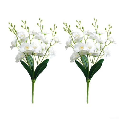 Faux Phalaenopsis Orchidee Blume 2er Set für elegante Heimdekoration und Fotografie Verwendung, geeignet für Tische und Regale (Weiß) von Jayruit