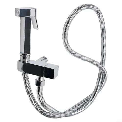 Hand-Bidet-Sprüh-Set, Messing-Bidet-Wasserhahn, goldfarben, Hand-WC-Sprühgerät, hygienischer Dusch-WC-Aufsatz (Chrom) von Jayruit