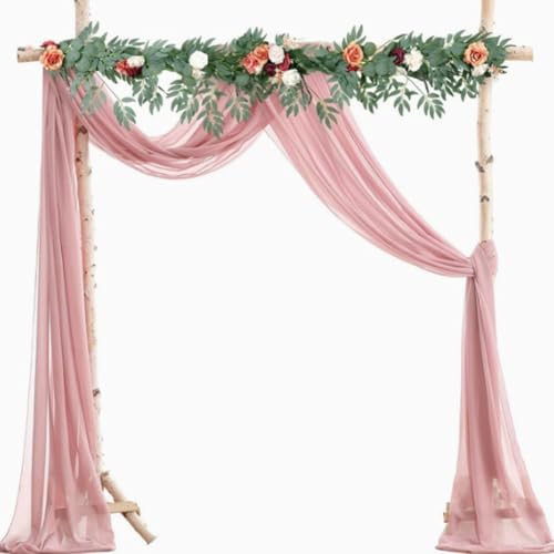Hochzeitsbogen Drapierstoff, durchscheinender Chiffon-Hintergrund, Vorhang für Außenbereich, Hochzeit, Party, Zeremonie, Dekoration (dunkelrosa) von Jayruit