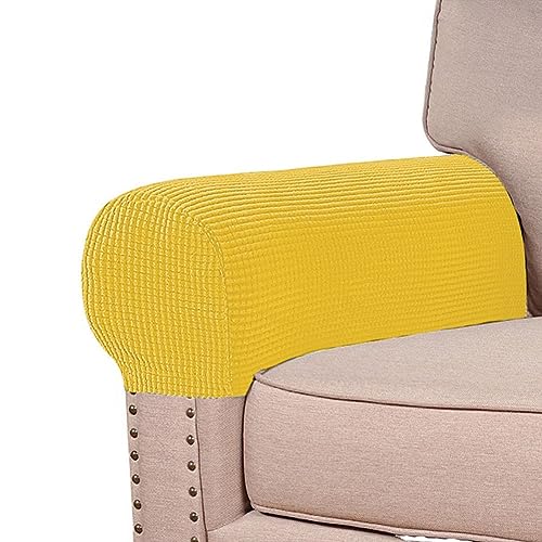 Jayruit Armlehnen-Stuhlbezüge, 2er Set Stretch Sesselhussen Stuhl Sofa Couch Liegestuhl Arm Schonbezüge für Möbelschutz, Hellgelb von Jayruit