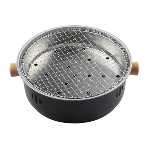 Kompakter tragbarer Holzkohlegrill, 30,5 cm, 15,2 cm, mit praktischem Tragegriff, Edelstahl-Material, abnehmbar für Grill und Camping (schwarz) von Jayruit