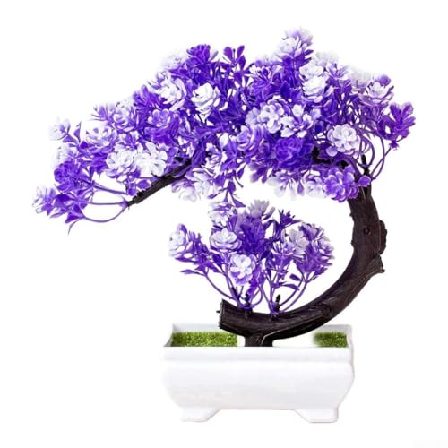 Künstliche Grünpflanze, kompakte Größe für Zuhause und Büro, lebensechte Kunstpflanze, Kunststoff, perfekt für Badezimmer-Regal (Blumenblau) von Jayruit