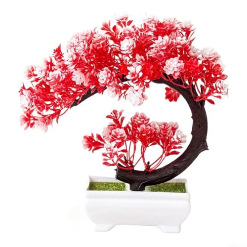 Künstliche Grünpflanze, kompakte Größe für Zuhause und Büro, lebensechte Kunstpflanze, Kunststoff, perfekt für Badezimmer-Regal (rot) von Jayruit