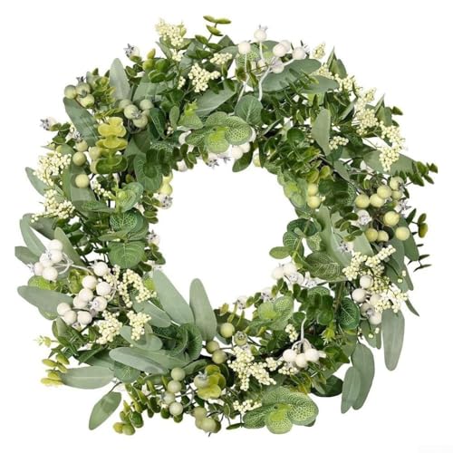 Künstlicher Eukalyptuskranz, 45 cm, mit realistischem Aussehen für Heim- und Partydekoration, geeignet für Türen, Wände, Fenster und Veranstaltungsräume (D) von Jayruit