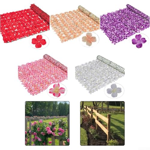 Lebensechter künstlicher Hortensienzaun für Garten und Hochzeitsdekoration, hergestellt mit Kunststoff- und Seidenblumen für dauerhaften Einsatz im Freien (50 x 100 cm, Rosa) von Jayruit