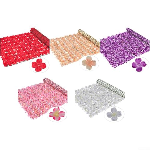 Lebensechter künstlicher Hortensienzaun für Garten und Hochzeitsdekoration, hergestellt mit Kunststoff- und Seidenblumen für dauerhaften Einsatz im Freien (50 x 100 cm, hellorange) von Jayruit