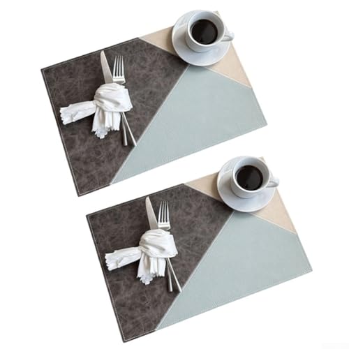 Leder-Tischsets, Doppelpack, 45,7 x 30,5 cm, hitzebeständig, um Flecken und Hitzeschäden zu verhindern, geeignet für lässige und formelle Mahlzeiten (grau) von Jayruit