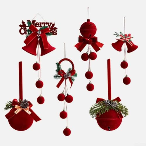 Nordische beflockte Glocken-Ornament-Set für Weihnachten für Baum und Fenster hängende Dekoration, mit Stoffmaterial Konstruktion (C) von Jayruit