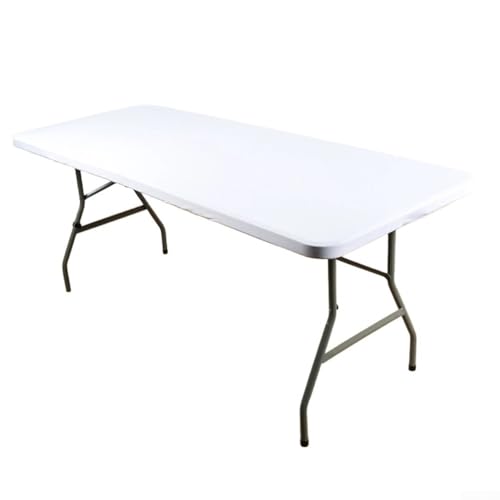 Rechteckige Tischdecke mit elastischer Passform für Klapptische, wasser- und reißfester Polyesterbezug für mehrere Einstellungen (Weiß, 183 x 76 x 76 cm) von Jayruit