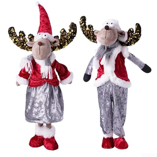 Set mit 2 Weihnachtspuppen Ornamente für Kaminsims und Tischplatten, saisonale Dekostücke für Wohnzimmer (rot) von Jayruit