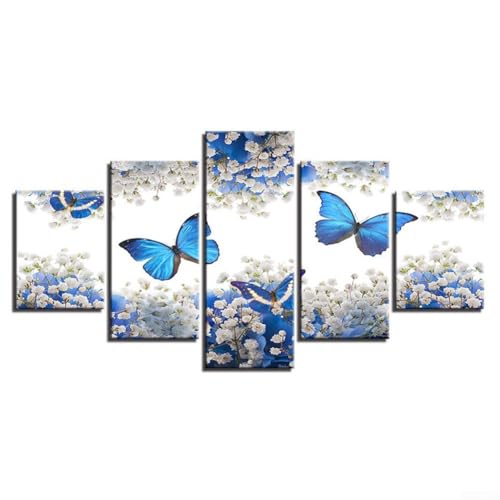 Stilvolles 5-teiliges Leinwand-Kunst-Set mit abstrakten Schmetterlings-Designs für moderne Wohnkultur (S) von Jayruit
