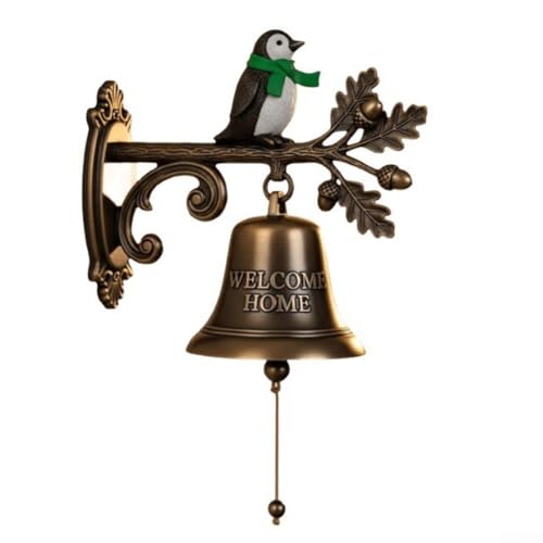 Türklingel aus Gusseisen, mit festlichen Feiertagscharakteren, wetterbeständig, für Garten und Eingangsbereich (D-Pinguin) von Jayruit