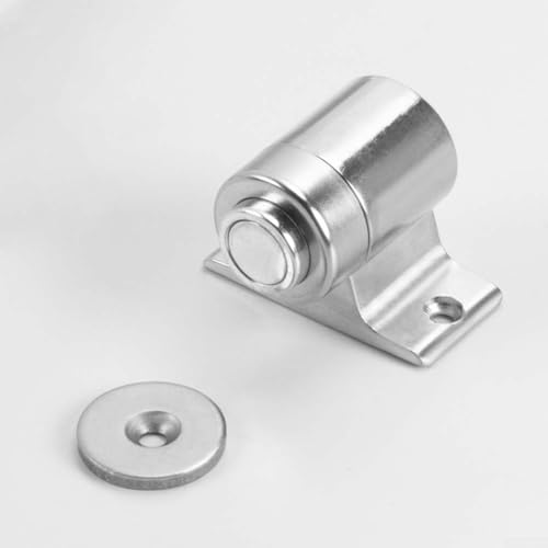 Unsichtbarer magnetischer Türstopper, Edelstahl, Bodenmontage mit starker Saugkraft und geräuschreduzierender Feder (Silber) von Jayruit