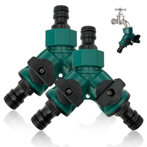 Y-förmiger Gartenschlauch-Verteiler mit zwei Absperrventilen, ABS-Kunststoff, Wasserhahnanschluss für 9–25 mm Schläuche, 2 Stück Y-förmiger Gartenschlauch-Verteiler mit zwei Absperrventilen, ABS-Kunststoff, Wasserhahnanschluss für 9–25 mm Schläuche, 2 Stück von Jayruit