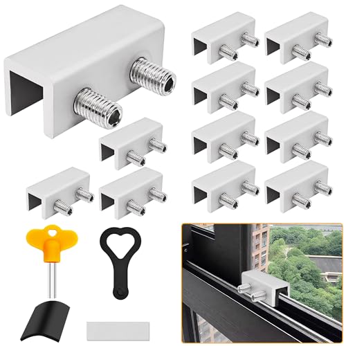 Jayseon 12 Stück Fensterschlösser mit Schlüssel, verstellbare Schiebefensterschlösser für Fenster nach oben und unten und horizontale Fensterstopper, Sicherheitsschiebe-Glas-Terrassentürschloss Jayseon 12 Stück Fensterschlösser mit Schlüssel, verstellbare Schiebefensterschlösser für Fenster nach oben und unten und horizontale Fensterstopper, Sicherheitsschiebe-Glas-Terrassentürschloss von Jayseon