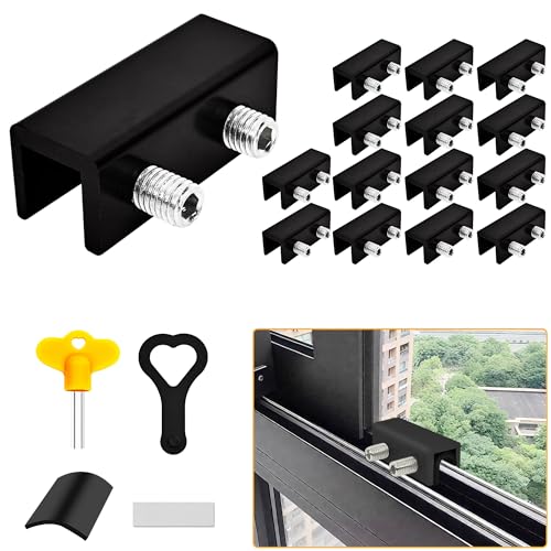 Jayseon 15 schwarze Fensterschlösser mit Schlüssel, verstellbare Schiebefensterschlösser für Fenster nach oben und unten und horizontale Fensterstopper, Sicherheitsschiebeglas, Terrassentürschloss Jayseon 15 schwarze Fensterschlösser mit Schlüssel, verstellbare Schiebefensterschlösser für Fenster nach oben und unten und horizontale Fensterstopper, Sicherheitsschiebeglas, Terrassentürschloss von Jayseon