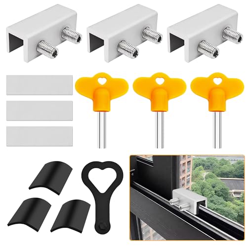 Jayseon Fensterschlösser mit Schlüssel, verstellbare Schiebefensterschlösser für Fenster nach oben und unten und horizontale Fensterstopper, Sicherheitsschiebetürschloss, Aluminium, 3 Stück Jayseon Fensterschlösser mit Schlüssel, verstellbare Schiebefensterschlösser für Fenster nach oben und unten und horizontale Fensterstopper, Sicherheitsschiebetürschloss, Aluminium, 3 Stück von Jayseon