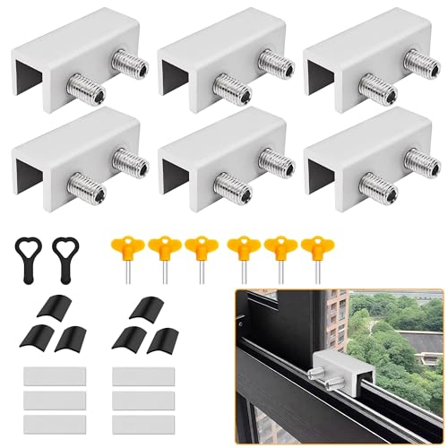 Jayseon Fensterschlösser mit Schlüssel, verstellbare Schiebefensterschlösser für Fenster nach oben und unten und horizontale Fensterstopper, Sicherheitsschiebetürschloss, Aluminium, 6 Stück Jayseon Fensterschlösser mit Schlüssel, verstellbare Schiebefensterschlösser für Fenster nach oben und unten und horizontale Fensterstopper, Sicherheitsschiebetürschloss, Aluminium, 6 Stück von Jayseon