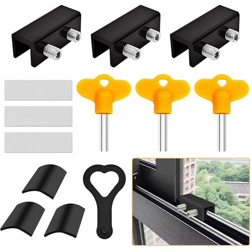 Jayseon Schwarze Fensterschlösser mit Schlüssel, verstellbare Schiebefensterschlösser für Fenster nach oben und unten und horizontale Fenster, Sicherheitsschiebetürschloss, Aluminium, 3 Stück Jayseon Schwarze Fensterschlösser mit Schlüssel, verstellbare Schiebefensterschlösser für Fenster nach oben und unten und horizontale Fenster, Sicherheitsschiebetürschloss, Aluminium, 3 Stück von Jayseon