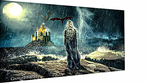 Magic Canvas Art - Bilder GoT Game of Thrones khaleesi Leinwandbild 1- teilig Hochwertiger Kunstdruck modern Wandbilder Wanddekoration Design Wand Bild, Größe: 60x 40 cm von Jayson Hardly