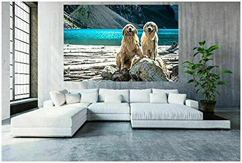 Magic Canvas Art Tier Hunde Bilder Meer Natur Leinwandbild 1- teilig Hochwertiger Kunstdruck Wandbilder – A3032, Größe: 120x 80 cm von Jayson Hardly