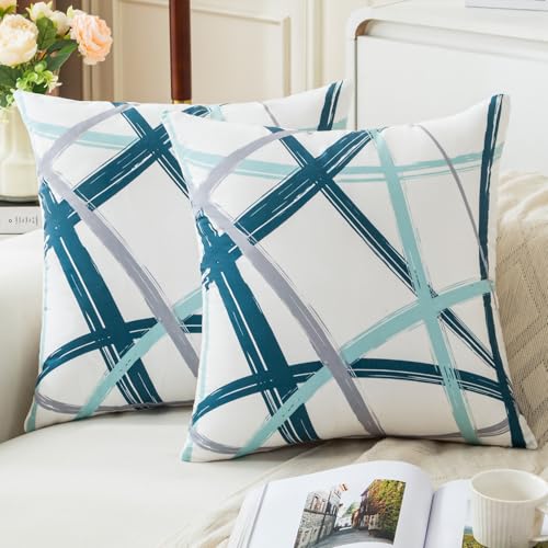 Jayusaror Blaugrün Kissenbezug 45x45 Samt Türkis Grau Kissenbezüge Weiche Sofakissen Geometrische Dekokissen Moderne Kissen Deko Kissenhülle für Wohnzimmer Sofa Schlafzimmer Dekor,2er Set Jayusaror Blaugrün Kissenbezug 45x45 Samt Türkis Grau Kissenbezüge Weiche Sofakissen Geometrische Dekokissen Moderne Kissen Deko Kissenhülle für Wohnzimmer Sofa Schlafzimmer Dekor,2er Set von Jayusaror