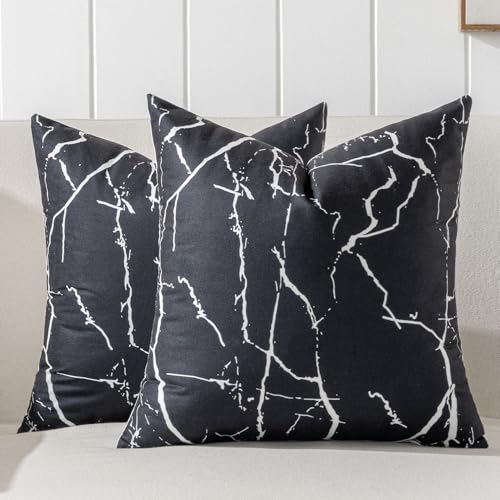 Jayusaror Kissenbezug 45x45 Schwarz und Weiß Frühling Sofakissen Weiche Samt Kissenhüllen Marmor Dekokissen Waschbarer Kissen Couchkissen Kissenbezüge Zierkissenbezug Wohnzimmer Sofa Deko,2er Set Jayusaror Kissenbezug 45x45 Schwarz und Weiß Frühling Sofakissen Weiche Samt Kissenhüllen Marmor Dekokissen Waschbarer Kissen Couchkissen Kissenbezüge Zierkissenbezug Wohnzimmer Sofa Deko,2er Set von Jayusaror