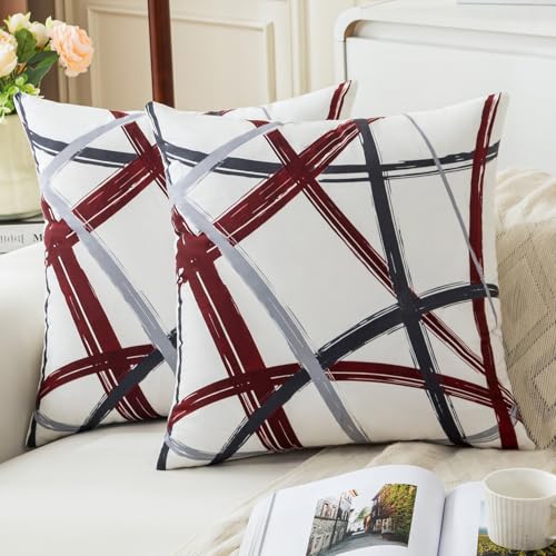 Jayusaror Rot Kissenbezug 50x50 Samt Dunkelgrau Grau Kissenbezüge Weiche Sofakissen Geometrische Dekokissen Moderne Kissen Deko Kissenhülle für Wohnzimmer Sofa Schlafzimmer Dekor,2er Set Jayusaror Rot Kissenbezug 50x50 Samt Dunkelgrau Grau Kissenbezüge Weiche Sofakissen Geometrische Dekokissen Moderne Kissen Deko Kissenhülle für Wohnzimmer Sofa Schlafzimmer Dekor,2er Set von Jayusaror