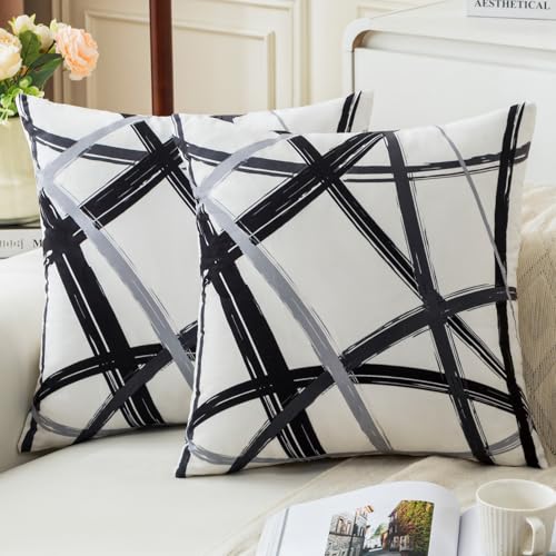 Jayusaror Schwarz Kissenbezug 40x40 Samt Grau Kissenbezüge Weiche Sofakissen Geometrische Dekokissen Moderne Kissen Deko Kissenhülle für Wohnzimmer Sofa Schlafzimmer Dekor,2er Set Jayusaror Schwarz Kissenbezug 40x40 Samt Grau Kissenbezüge Weiche Sofakissen Geometrische Dekokissen Moderne Kissen Deko Kissenhülle für Wohnzimmer Sofa Schlafzimmer Dekor,2er Set von Jayusaror