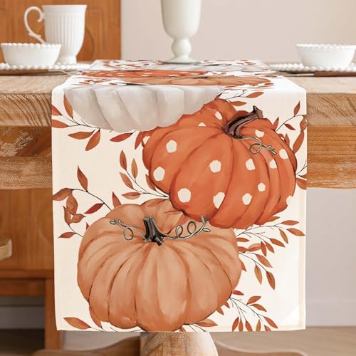 Jayusaror Tischläufer Herbst Orange Kürbisse Blätter Modern Klein Tischdecke Schmal Pumpkin Aesthetic Outdoor Innen Herbstdeko Abwaschbar Tisch Läufer für Küche Party Deko 40x140 cm Jayusaror Tischläufer Herbst Orange Kürbisse Blätter Modern Klein Tischdecke Schmal Pumpkin Aesthetic Outdoor Innen Herbstdeko Abwaschbar Tisch Läufer für Küche Party Deko 40x140 cm von Jayusaror