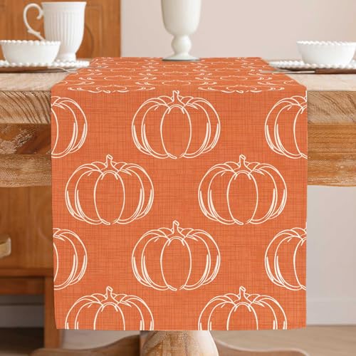 Jayusaror Tischläufer Herbst Orange Kürbisse Modern Klein Tischdecke Schmal Pumpkin Aesthetic Outdoor Innen Herbstdeko Abwaschbar Tisch Läufer für Küche Party Deko 33x183 cm Jayusaror Tischläufer Herbst Orange Kürbisse Modern Klein Tischdecke Schmal Pumpkin Aesthetic Outdoor Innen Herbstdeko Abwaschbar Tisch Läufer für Küche Party Deko 33x183 cm von Jayusaror