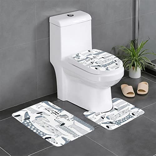 Jaywis Badezimmerteppich-Set mit niedlichem Dackel-Motiv, 3er-Set, inkl. Badteppich, Konturmatte und WC-Deckelbezug, rutschfeste Mikrofaser-Badezimmerteppich-Set, WC-Vorleger für Badezimmer, Badewanne von Jaywis