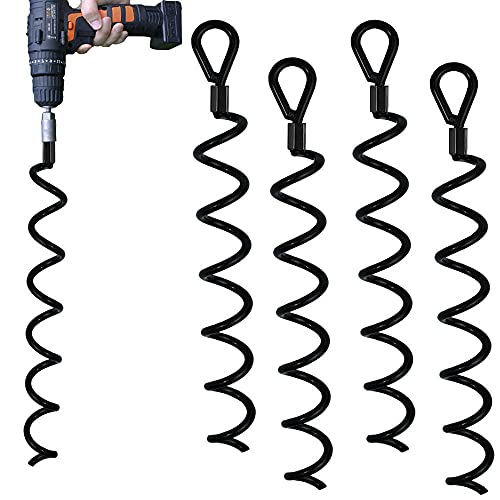 Jayzod 46cm Spiral Earth Ground Hochleistungs-Schuppenanker-Kit Ideal als Hundebinder-Pfahl Sichern von Tieren, Zelten, Vordächern, Schuppen, Carports, Schaukelsätzen, 4er-Pac von Jayzod