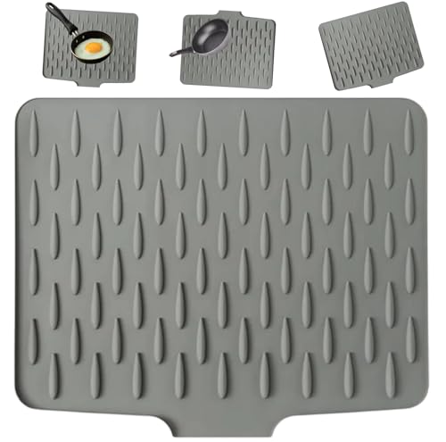 1 Stück Abtropfmatte Geschirr, Auslaufsicherer Arbeitsplattenschutz Aus Silikon, Abtropfmatte Spüle Mit Effektiver Wasserumleitung, 32 x 25 cm von JazRvr