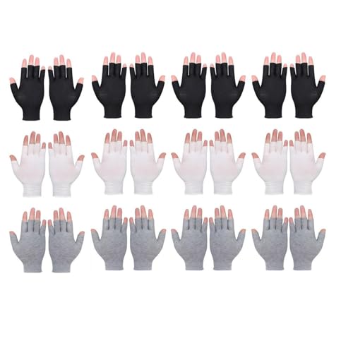 12 Paar Baumwollhandschuhe Fingerlos, Baumwollhandschuhe Neurodermitis, Handschuhe Ohne Finger Für Damen, Fingerlose Handschuhe Für Fahren, Radfahren, Outdoor-Aktivitäten, Schwarz, Weiß, Grau 12 Paar Baumwollhandschuhe Fingerlos, Baumwollhandschuhe Neurodermitis, Handschuhe Ohne Finger Für Damen, Fingerlose Handschuhe Für Fahren, Radfahren, Outdoor-Aktivitäten, Schwarz, Weiß, Grau von JazRvr