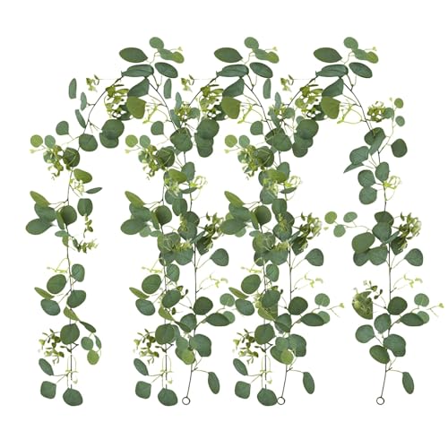 3 Stück Eukalyptus Deko, 1,8m Künstliche Eukalyptus Girlanden Mit Weiße Blumen, Hängend Eukalyptus Deko Für Hintergrund, Hochzeitsdekoration, Tischdekoration Und Partydekoration 3 Stück Eukalyptus Deko, 1,8m Künstliche Eukalyptus Girlanden Mit Weiße Blumen, Hängend Eukalyptus Deko Für Hintergrund, Hochzeitsdekoration, Tischdekoration Und Partydekoration von JazRvr