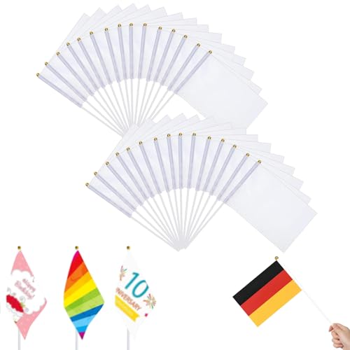 30 Stück Custom Flag, Flagge Selbst Gestalten, Weiße Handfähnchen, 14 x 21 cm Fahnenstoff, Fähnchen Zum Beschriften Für Sportevents, Outdoor-Partys Und Werbeaktionen 30 Stück Custom Flag, Flagge Selbst Gestalten, Weiße Handfähnchen, 14 x 21 cm Fahnenstoff, Fähnchen Zum Beschriften Für Sportevents, Outdoor-Partys Und Werbeaktionen von JazRvr