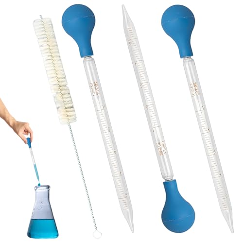 3er Set Pipette 10ml, 3.5 x 5.5 cm Glaspipetten mit Skala für Labor, Medizin, Schule und Lebensmittelforschung, Inklusive 3 Pipetten, 3 Blauen Saugbällen und 1 Reinigungsbürste, 3er Set Pipette 10ml, 3.5 x 5.5 cm Glaspipetten mit Skala für Labor, Medizin, Schule und Lebensmittelforschung, Inklusive 3 Pipetten, 3 Blauen Saugbällen und 1 Reinigungsbürste, von JazRvr