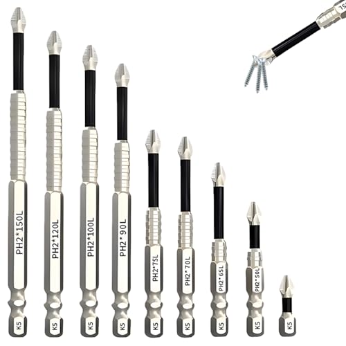 Hochmagnetisches Schraubendreher-Bohrer-Set, 9-teiliges Anti-Rutsch-Bit-Set für Elektrobohrer, 25 50 65 70 90 150 mm, Kompatibel mit Schlagbohrmaschinen und Akkuschraubern Hochmagnetisches Schraubendreher-Bohrer-Set, 9-teiliges Anti-Rutsch-Bit-Set für Elektrobohrer, 25 50 65 70 90 150 mm, Kompatibel mit Schlagbohrmaschinen und Akkuschraubern von JazRvr