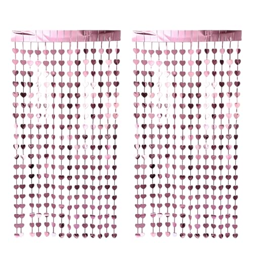 JazRvr 2 Stück Lametta Vorhang Pink Herz, Glitzervorhang Geburtstag 1x2 m, Glitzer Deko für Kinderparty, Fotohintergrund Hochzeit Valentinstag Silvester JazRvr 2 Stück Lametta Vorhang Pink Herz, Glitzervorhang Geburtstag 1x2 m, Glitzer Deko für Kinderparty, Fotohintergrund Hochzeit Valentinstag Silvester von JazRvr