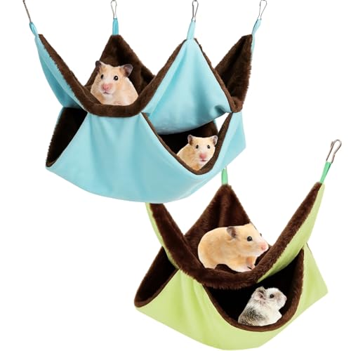 JazRvr 2 Stück Meerschweinchen Hängematte, Ratten Zubehör, Frettchen Zubehör, Warme Käfig Haustier Hängematte für Hamster, Kleintiere, Blau und Grün JazRvr 2 Stück Meerschweinchen Hängematte, Ratten Zubehör, Frettchen Zubehör, Warme Käfig Haustier Hängematte für Hamster, Kleintiere, Blau und Grün von JazRvr