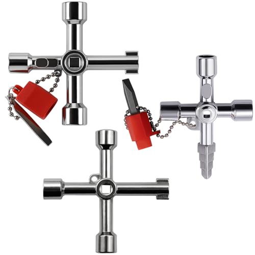 JazRvr 3 Stück Schaltschrankschlüssel Set, Universal 4 Wege Multifunktionale Schaltschrankschlüssel für Elektrische Wasser Gas Meter Box, Schaltschrank, Aufzug, Heizkörper JazRvr 3 Stück Schaltschrankschlüssel Set, Universal 4 Wege Multifunktionale Schaltschrankschlüssel für Elektrische Wasser Gas Meter Box, Schaltschrank, Aufzug, Heizkörper von JazRvr