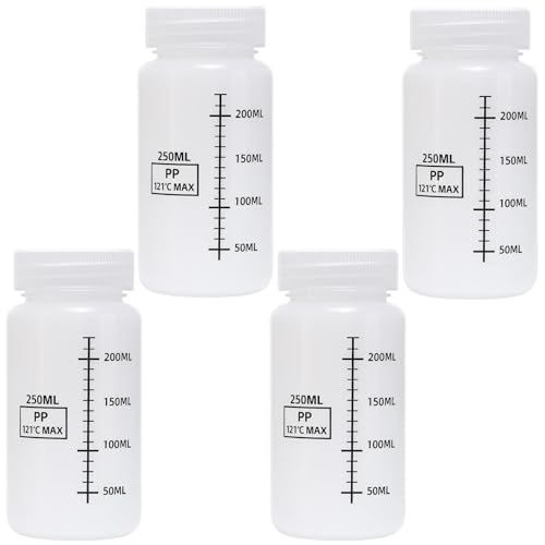 JazRvr 4 Stück Weithalsflasche 250ml, Plastikflaschen Zum Befüllen, Laborflasche Mit Auslaufsicherem Verschluss, Ideal Für Chemische Experimente Und Sensorik Flaschen JazRvr 4 Stück Weithalsflasche 250ml, Plastikflaschen Zum Befüllen, Laborflasche Mit Auslaufsicherem Verschluss, Ideal Für Chemische Experimente Und Sensorik Flaschen von JazRvr