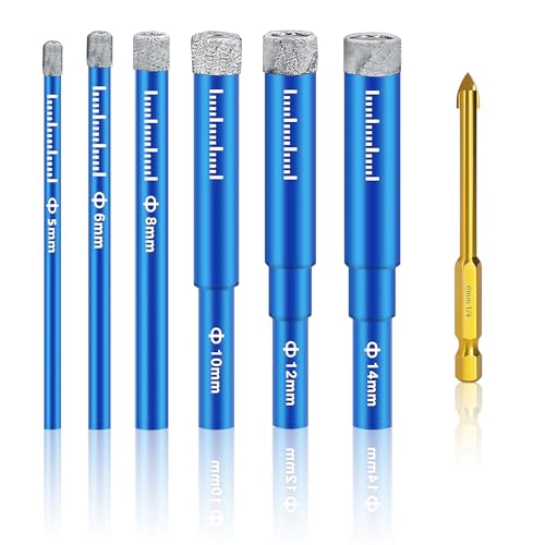 JazRvr 7-teiliges Diamantbohrer Set, Glasbohrer und Fliesenbohrer für Keramik, Feinsteinzeug und Marmor, 5-14 mm Größen für präzises Bohren JazRvr 7-teiliges Diamantbohrer Set, Glasbohrer und Fliesenbohrer für Keramik, Feinsteinzeug und Marmor, 5-14 mm Größen für präzises Bohren von JazRvr