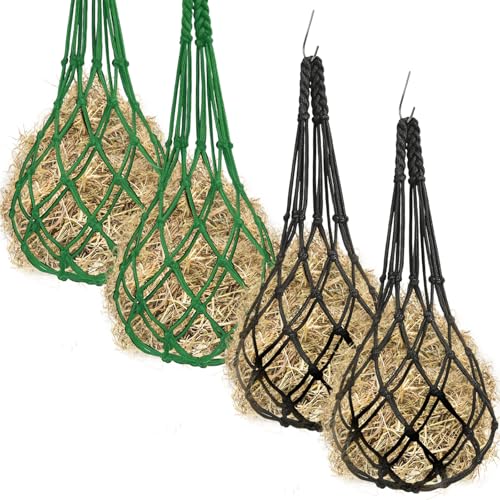JazRvr Heunetz Für Pferde, 4 Stück Heusack Engmaschig Mit 6x6cm Maschenweite, Ideal Für Stall Und Transport, Grün Und Schwarz JazRvr Heunetz Für Pferde, 4 Stück Heusack Engmaschig Mit 6x6cm Maschenweite, Ideal Für Stall Und Transport, Grün Und Schwarz von JazRvr