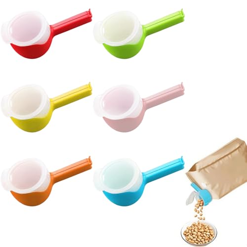 Verschlussclips für Beutel, 6 Stück mit Ausschütter, Wiederverwendbare Küchenclips für Lebensmittel und Snacks, Ideal für Frischehaltung und Aufbewahrung, Farben: Grün, Rot, Blau, Orange, Gelb und Hel Verschlussclips für Beutel, 6 Stück mit Ausschütter, Wiederverwendbare Küchenclips für Lebensmittel und Snacks, Ideal für Frischehaltung und Aufbewahrung, Farben: Grün, Rot, Blau, Orange, Gelb und Hel von JazRvr