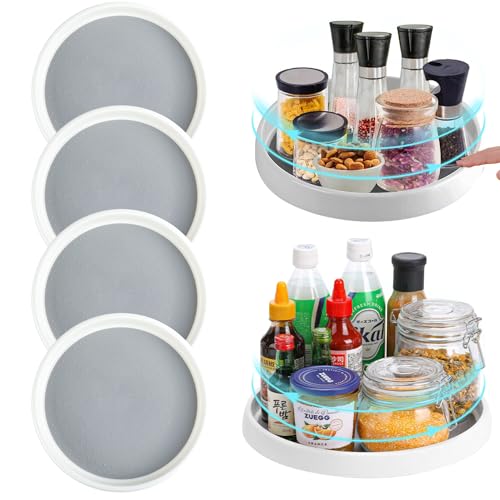 Drehteller Organizer 4 Stück 25 cm Lazy Susan Drehteller Kühlschrank Organizer Kühlschrank Drehteller Drehbarer Gewürzorganisator für Den Kühlschrank, Kommode, Gewürzregal von Jazlyvex