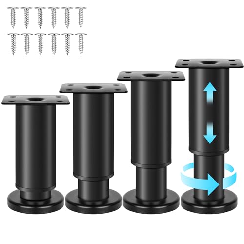 Jazlyvex 4 Stück Möbelfüße Verstellbar,Möbelfüße Metall Schwarz Möbelfüße Höhenverstellbar Möbelfuß (8-12CM) von Jazlyvex